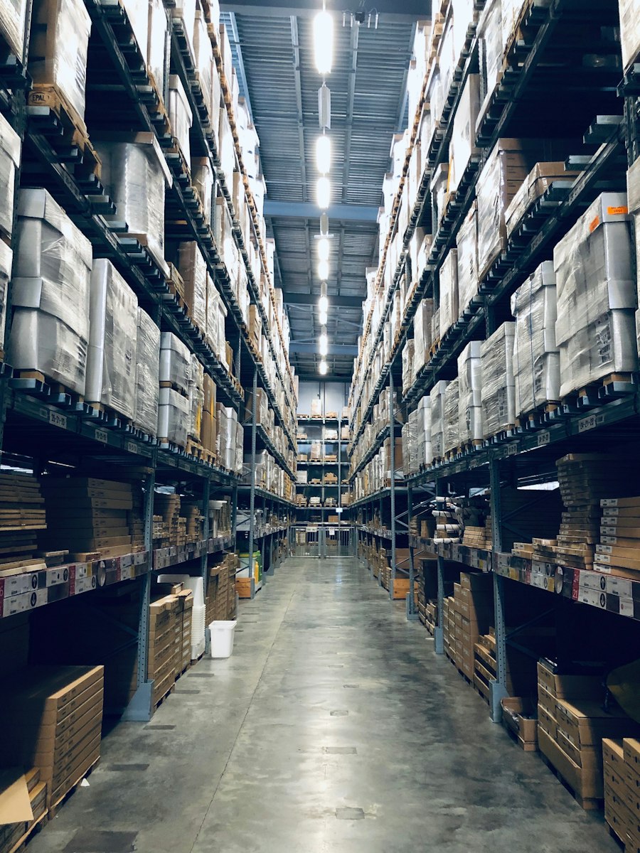 Wide view of a distribution warehouse