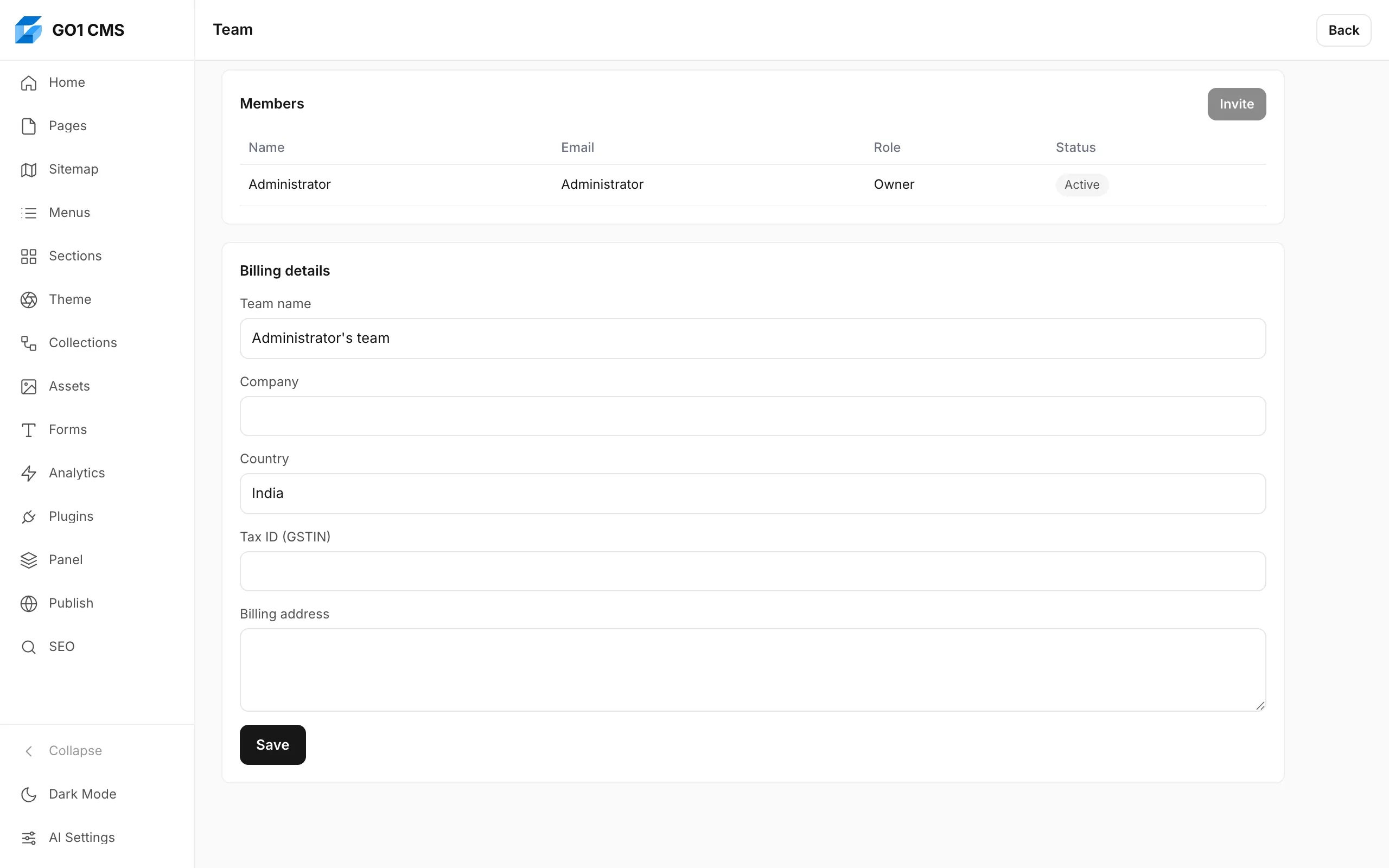 Team and share links